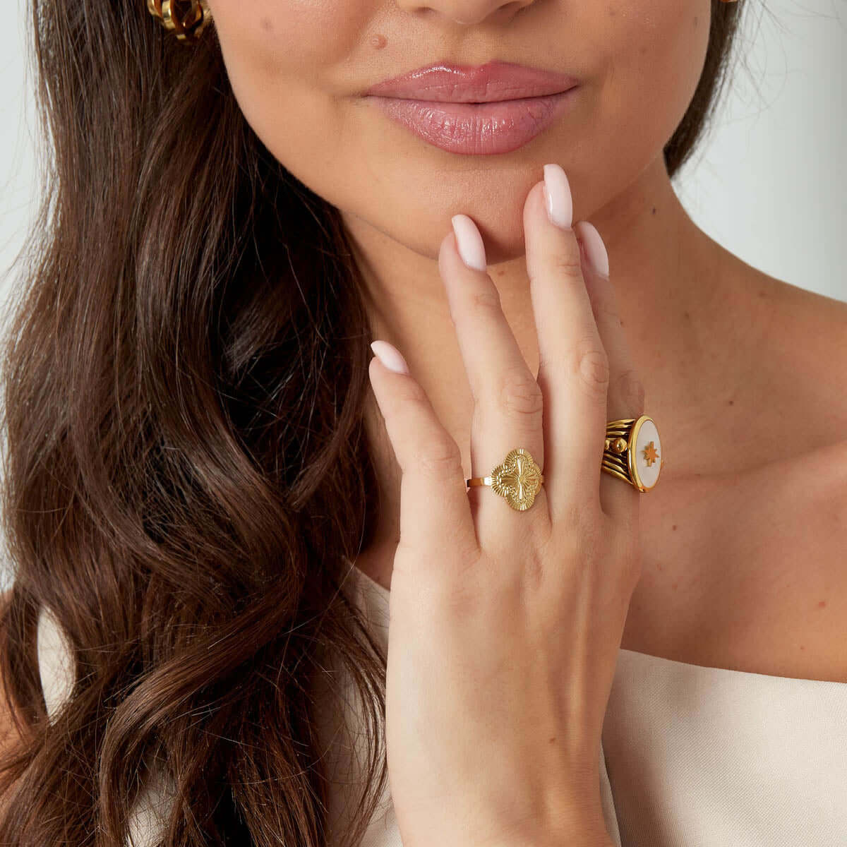 Hochwertiger Fioritura Ring, Kleeblatt Design für Glücksträger