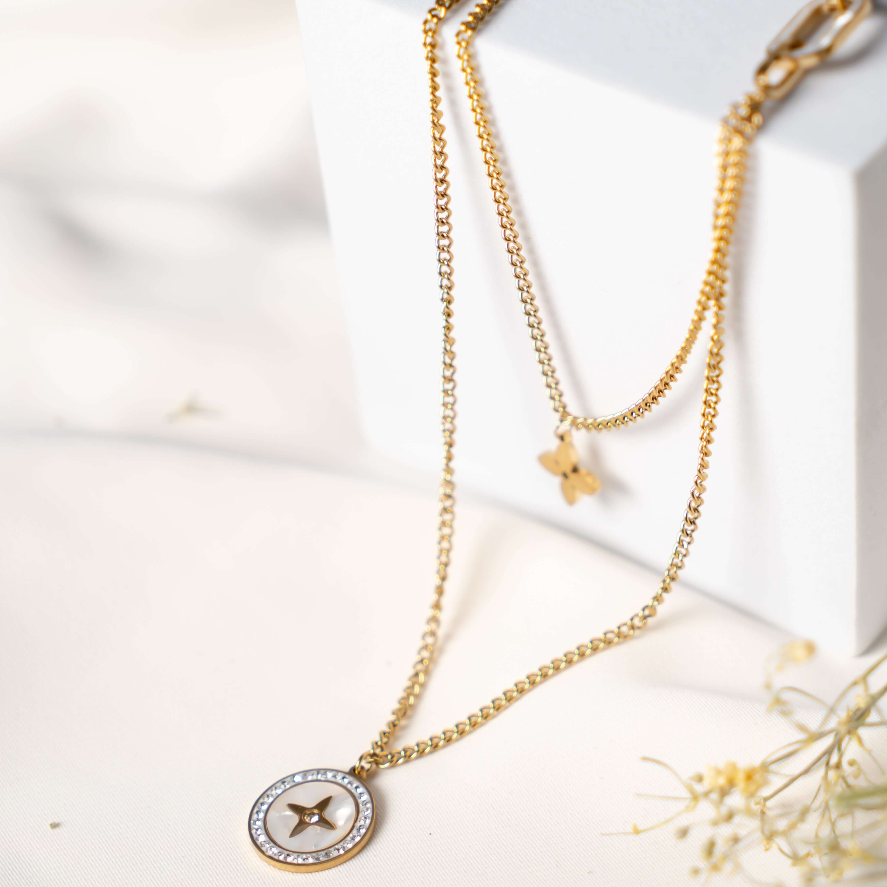 Elegante Starlight Kette, Edelstahlkette in 18k Vergoldung oder Silber