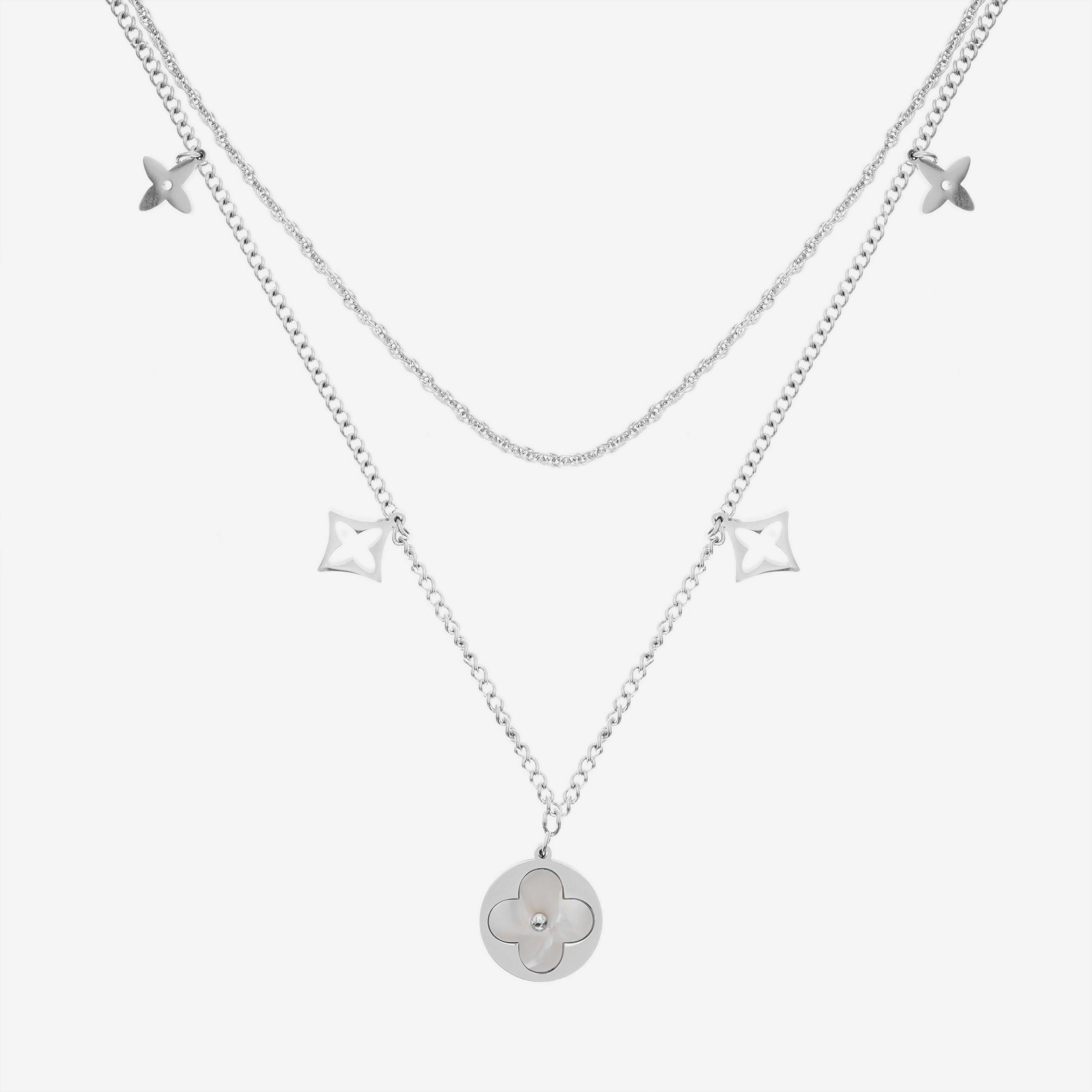 Hochwertige Edelstahlkette – Starlight Blossom, stilvoll und zweilagig