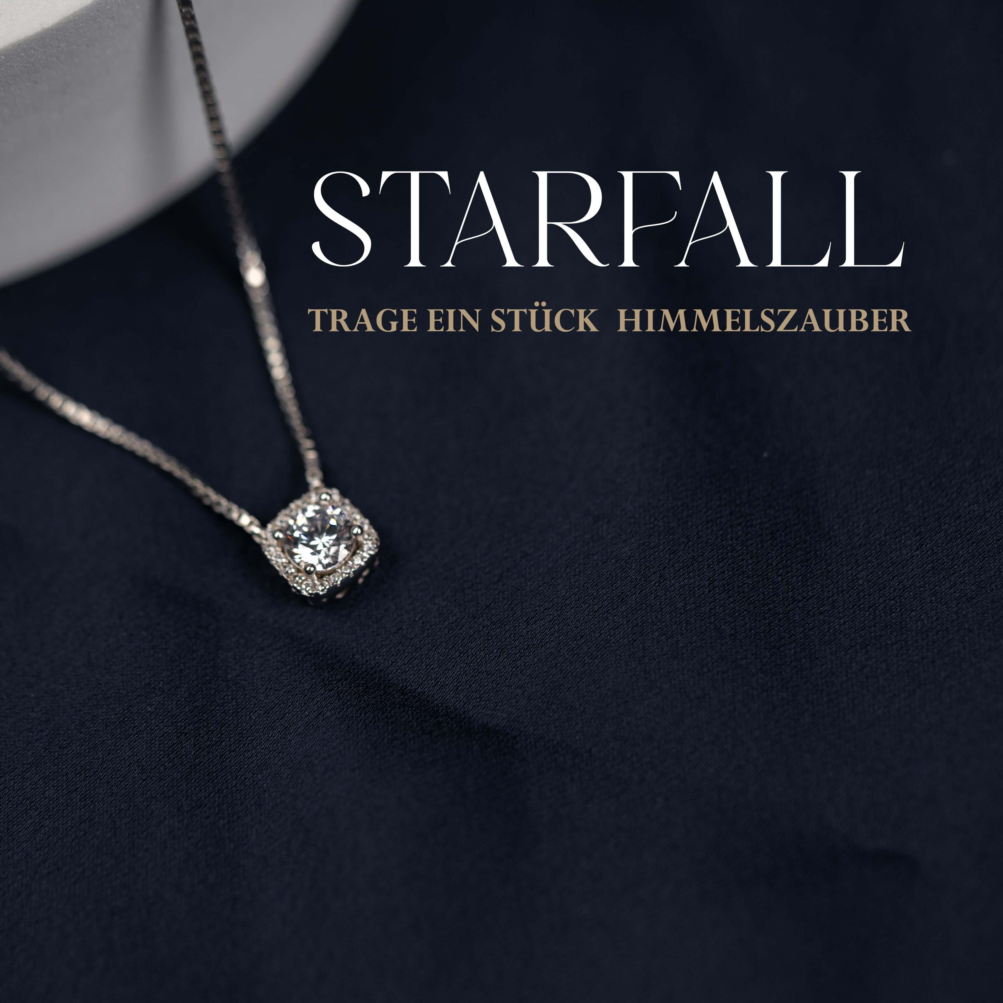 Glänzende Halskette mit funkelndem Stein auf schwarzem Hintergrund, ideal für stilvolle Anlässe.