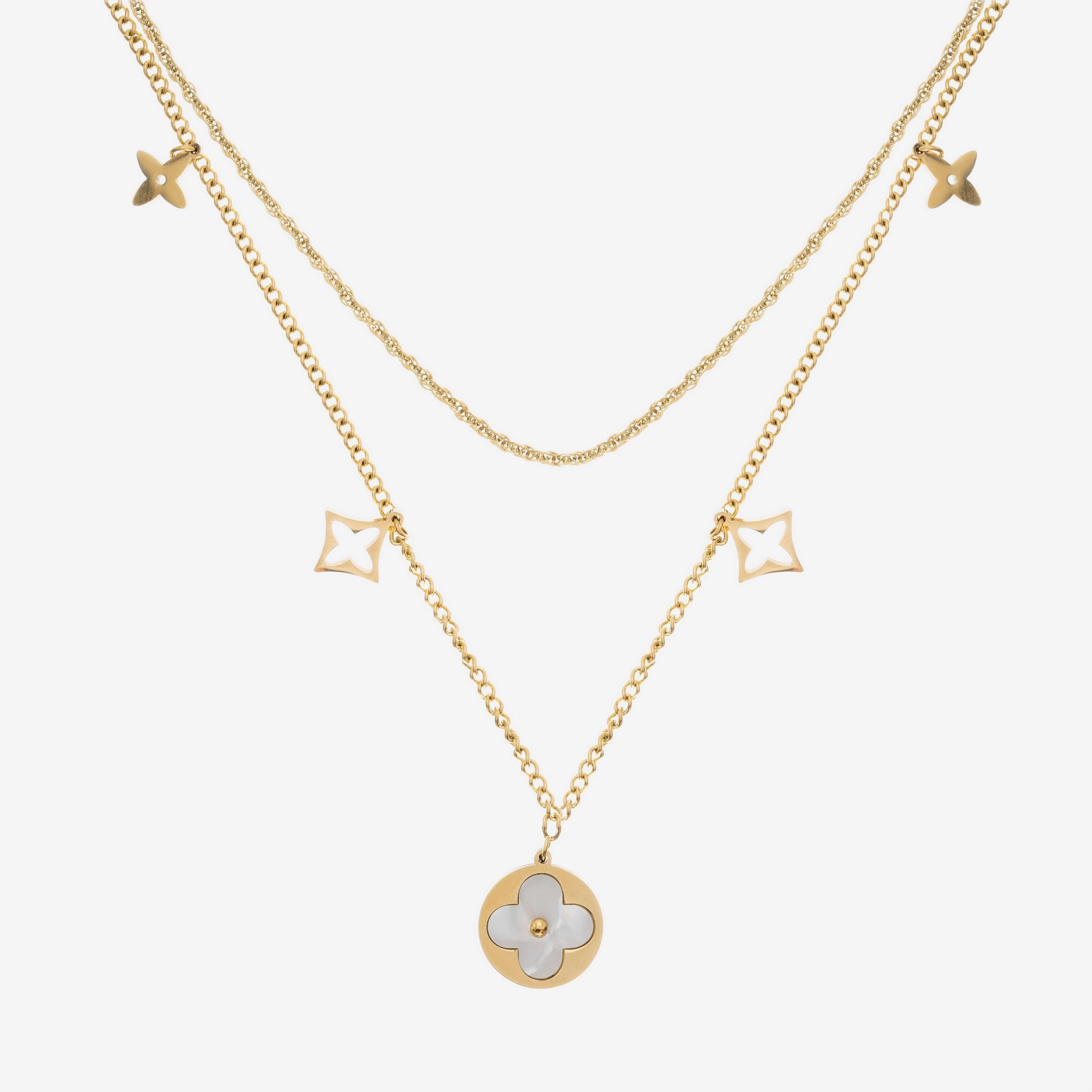 Zweilagige Halskette Starlight Blossom, Edelstahl-Schmuck für besondere Anlässe